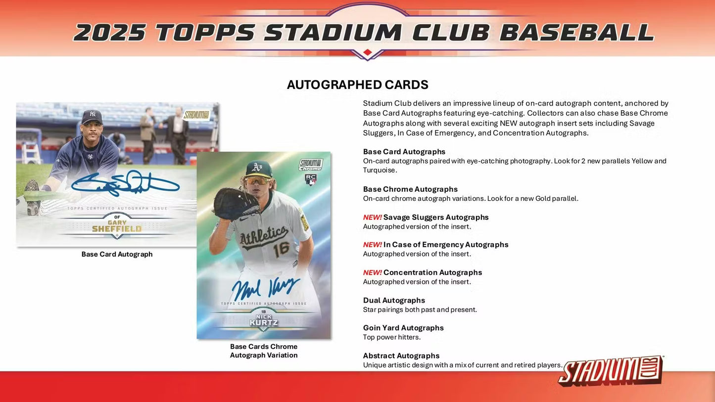 2025 Topps Stadium Club Baseball Blaster Box (SEALED)