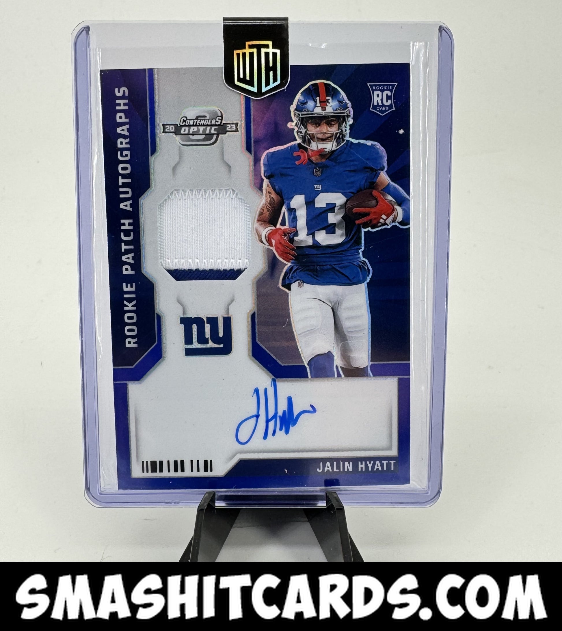 2023 Panini Contenders Optic #RPA-JHY Jalin Hyatt Rookie Patch Auto Blue #/50