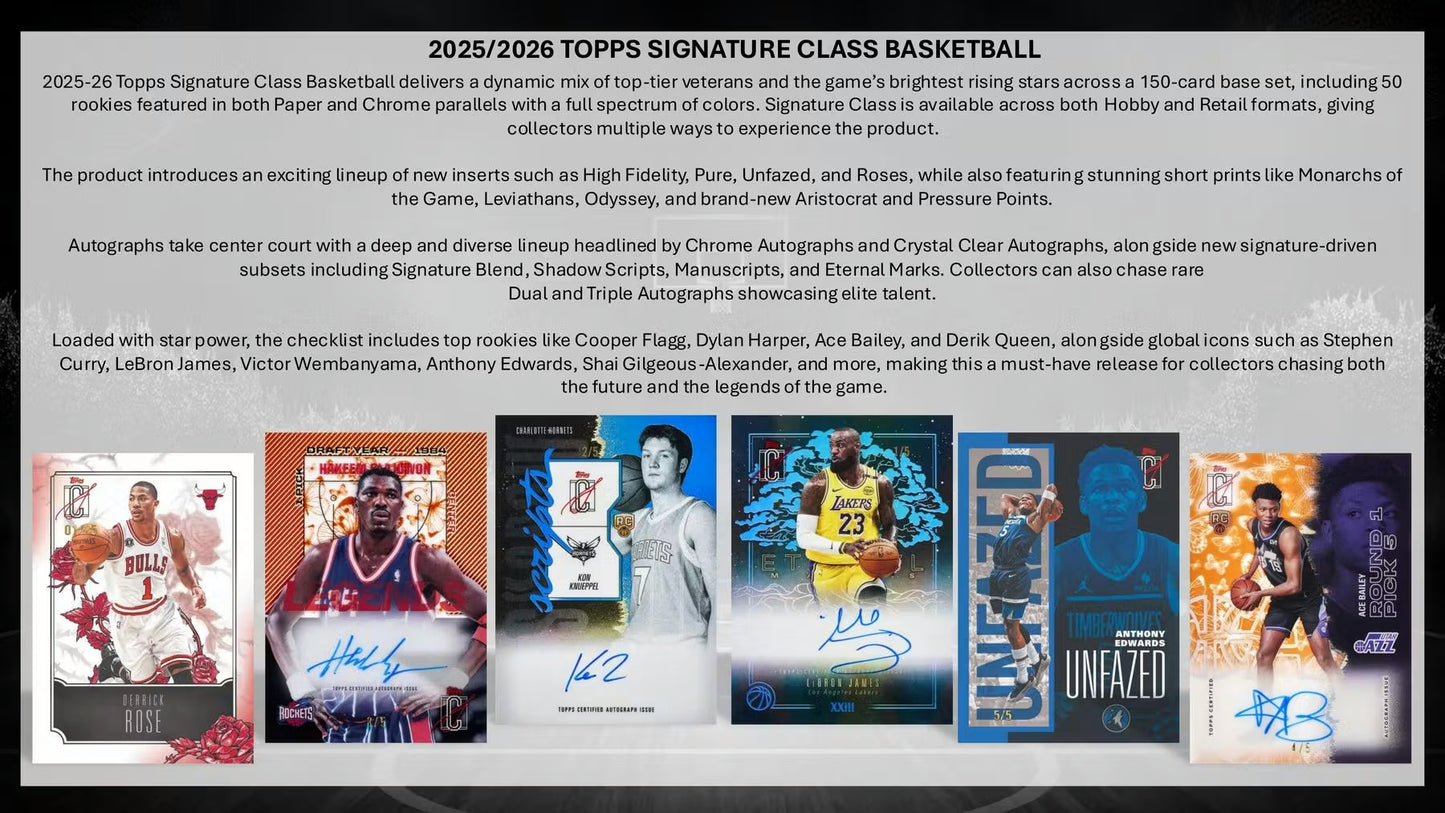 2025/26 Topps Signature Class NBA Basketball Blaster Box (SEALED)