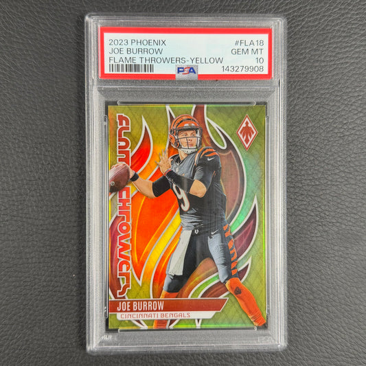 2023 NFL Phoenix Joe Burrow Flame Throwers Yellow /75 PSA 10