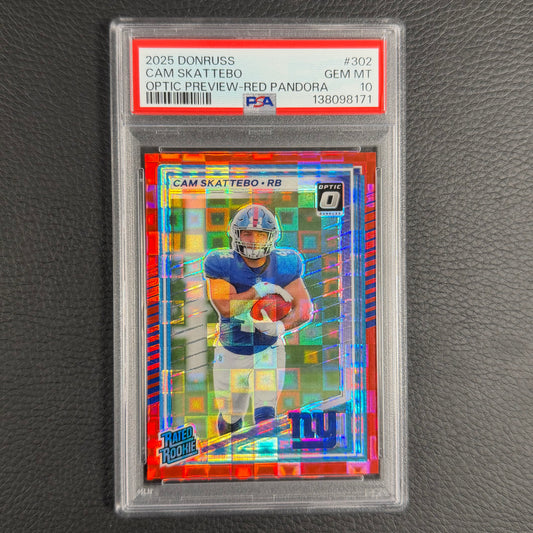 2025 Donruss Cam Skattebo RC Red Pandora PSA 10