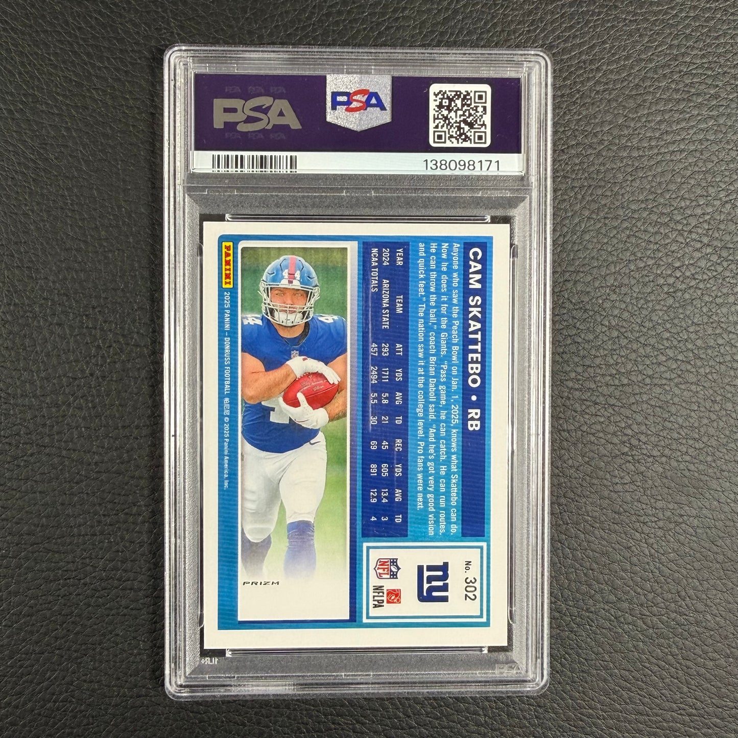 2025 Donruss Cam Skattebo RC Red Pandora PSA 10